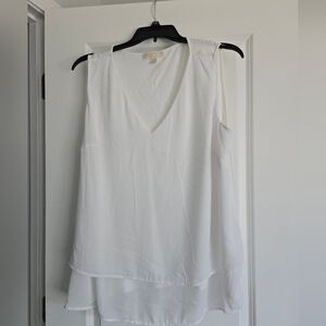 Michael Kors Plus Womens 2X White Tank Top Layered Sleeveless Mixed Media